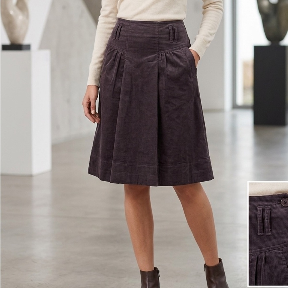 cotton blend pleated skirt brown with pockets | size 4